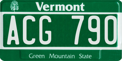 VT license plate ACG790