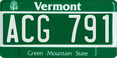 VT license plate ACG791