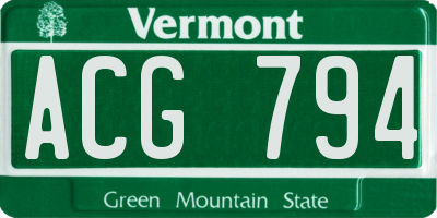 VT license plate ACG794