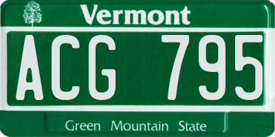 VT license plate ACG795