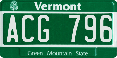 VT license plate ACG796