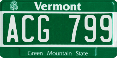 VT license plate ACG799