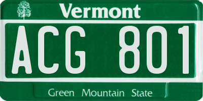 VT license plate ACG801
