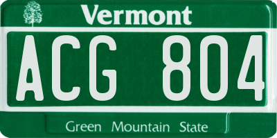 VT license plate ACG804