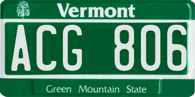 VT license plate ACG806
