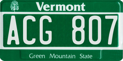 VT license plate ACG807