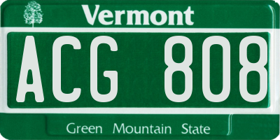 VT license plate ACG808