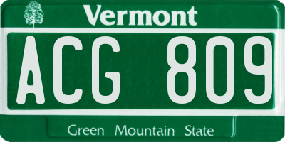 VT license plate ACG809