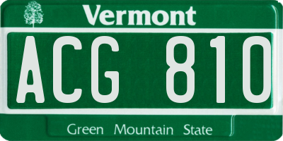 VT license plate ACG810