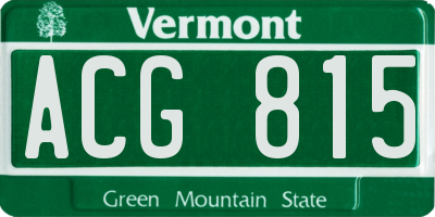 VT license plate ACG815