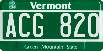 VT license plate ACG820