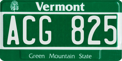 VT license plate ACG825