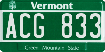VT license plate ACG833