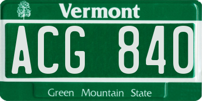 VT license plate ACG840