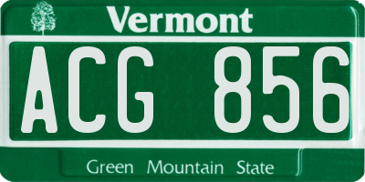 VT license plate ACG856