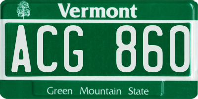 VT license plate ACG860