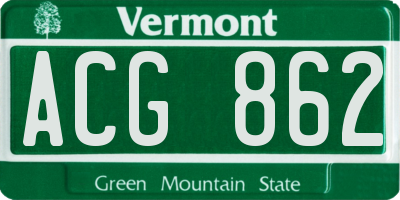 VT license plate ACG862