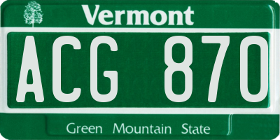 VT license plate ACG870