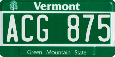 VT license plate ACG875