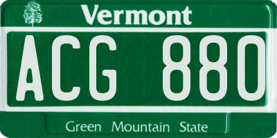 VT license plate ACG880