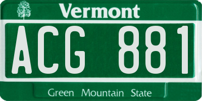 VT license plate ACG881