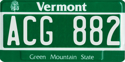 VT license plate ACG882