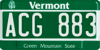 VT license plate ACG883