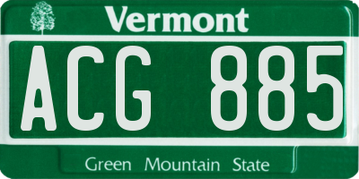 VT license plate ACG885