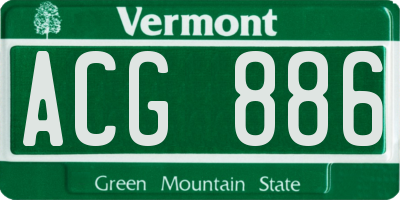 VT license plate ACG886