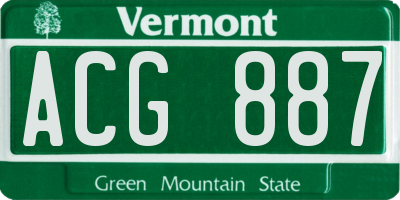 VT license plate ACG887