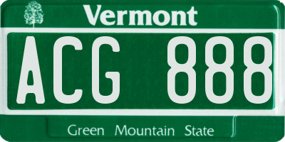 VT license plate ACG888
