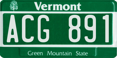 VT license plate ACG891
