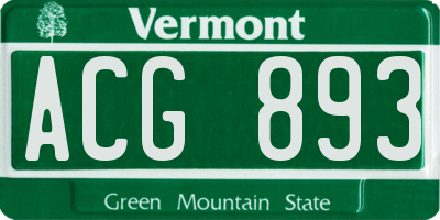 VT license plate ACG893