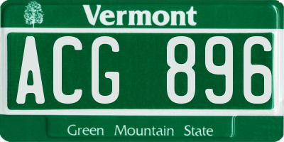 VT license plate ACG896