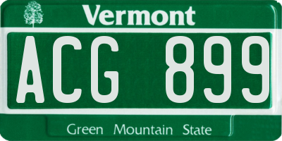 VT license plate ACG899