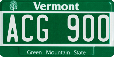 VT license plate ACG900
