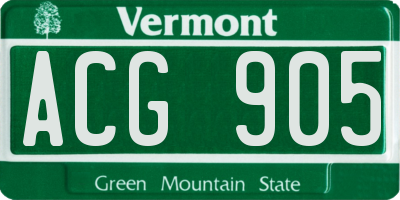 VT license plate ACG905