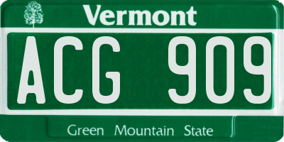 VT license plate ACG909