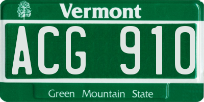 VT license plate ACG910