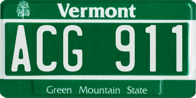 VT license plate ACG911