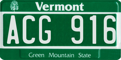 VT license plate ACG916