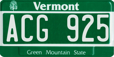 VT license plate ACG925