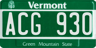 VT license plate ACG930