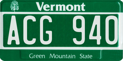 VT license plate ACG940