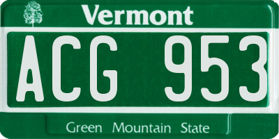 VT license plate ACG953