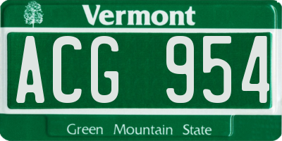 VT license plate ACG954