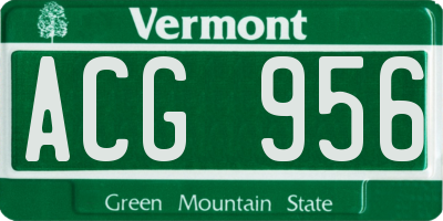VT license plate ACG956