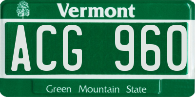 VT license plate ACG960