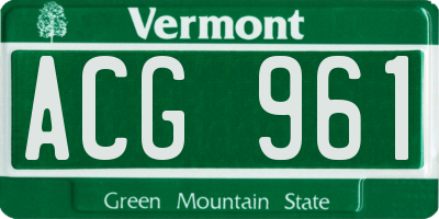 VT license plate ACG961