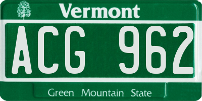 VT license plate ACG962